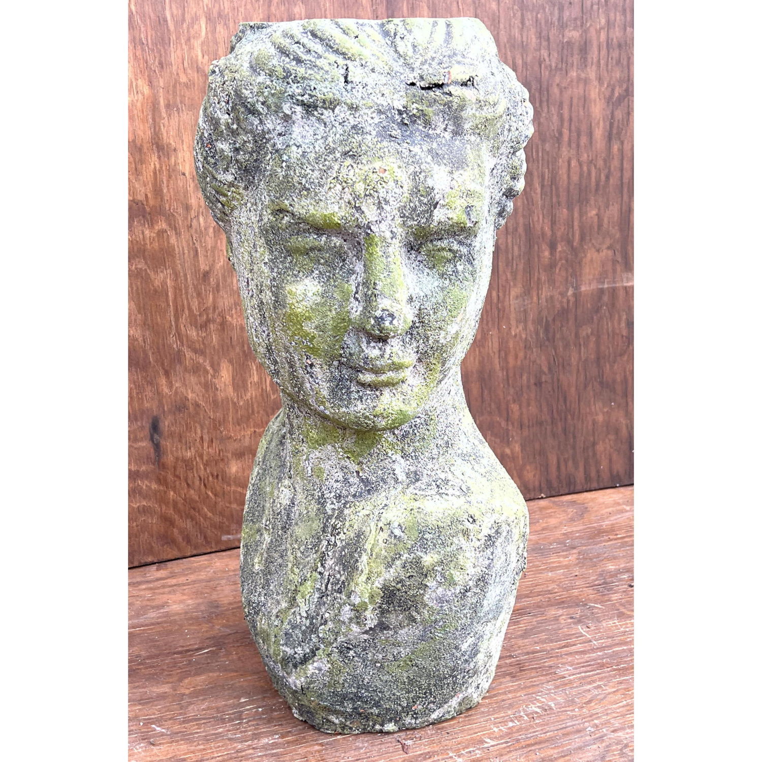 Cast concrete woman s head planter  2ff492