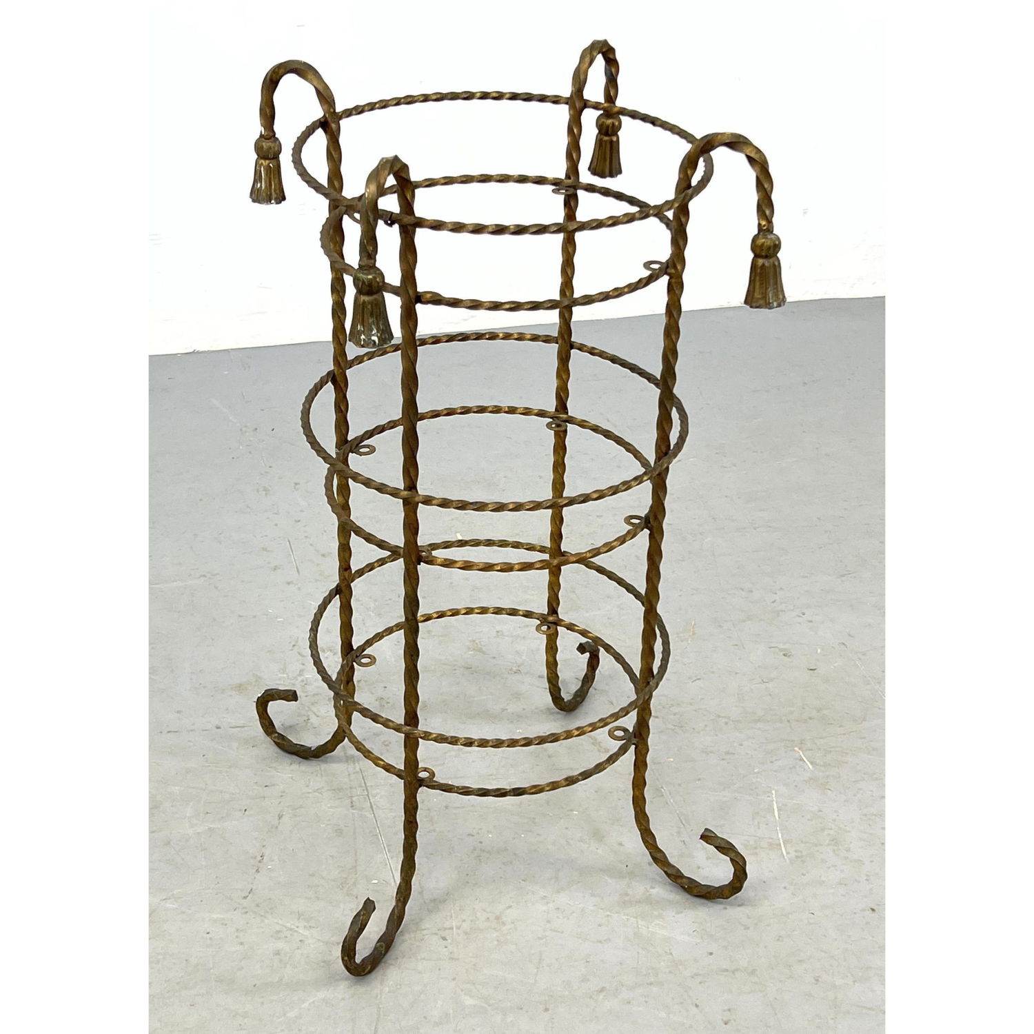 Italian Gilt Iron Tassel Stand.