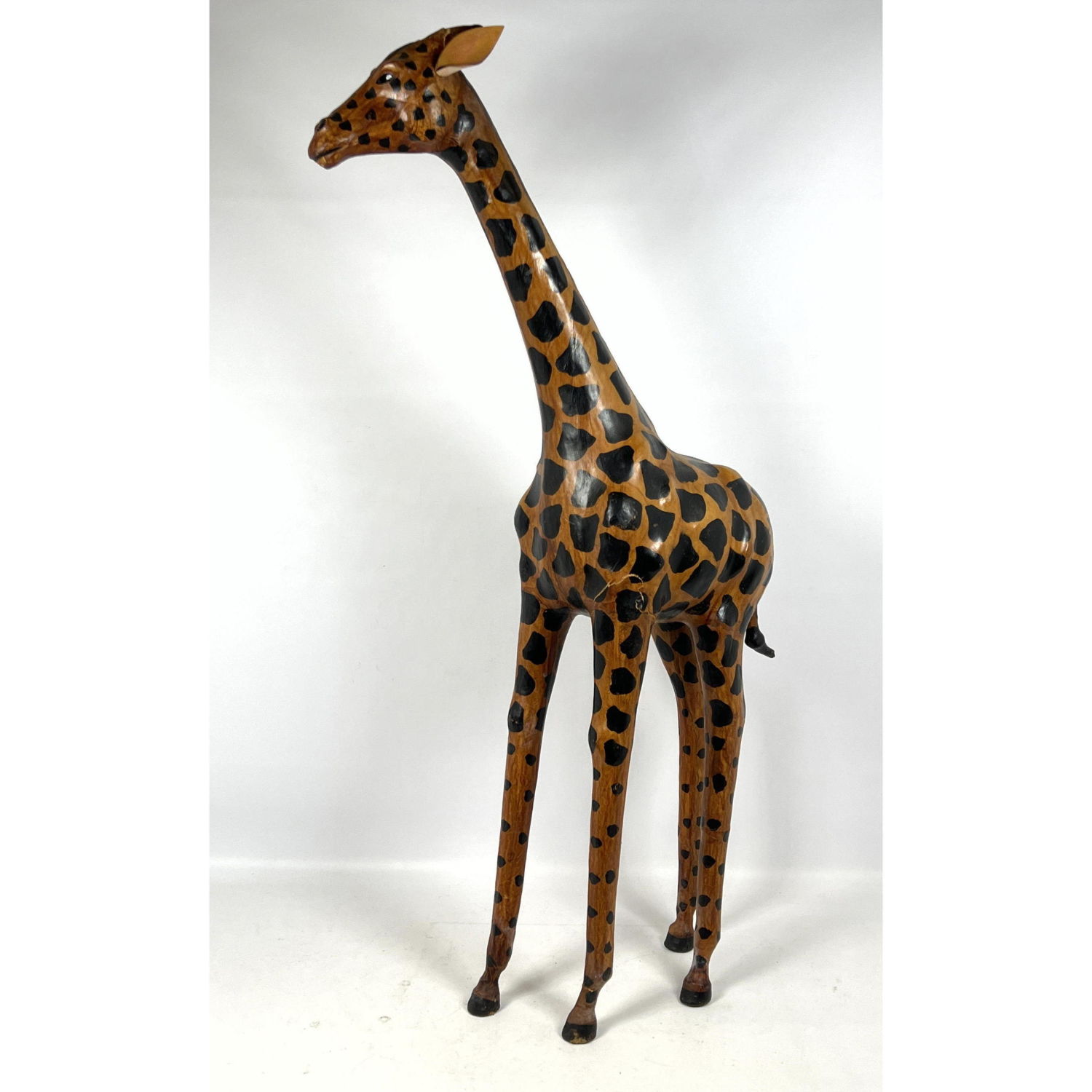 41 Tall Leather Figural Giraffe Sculpture.