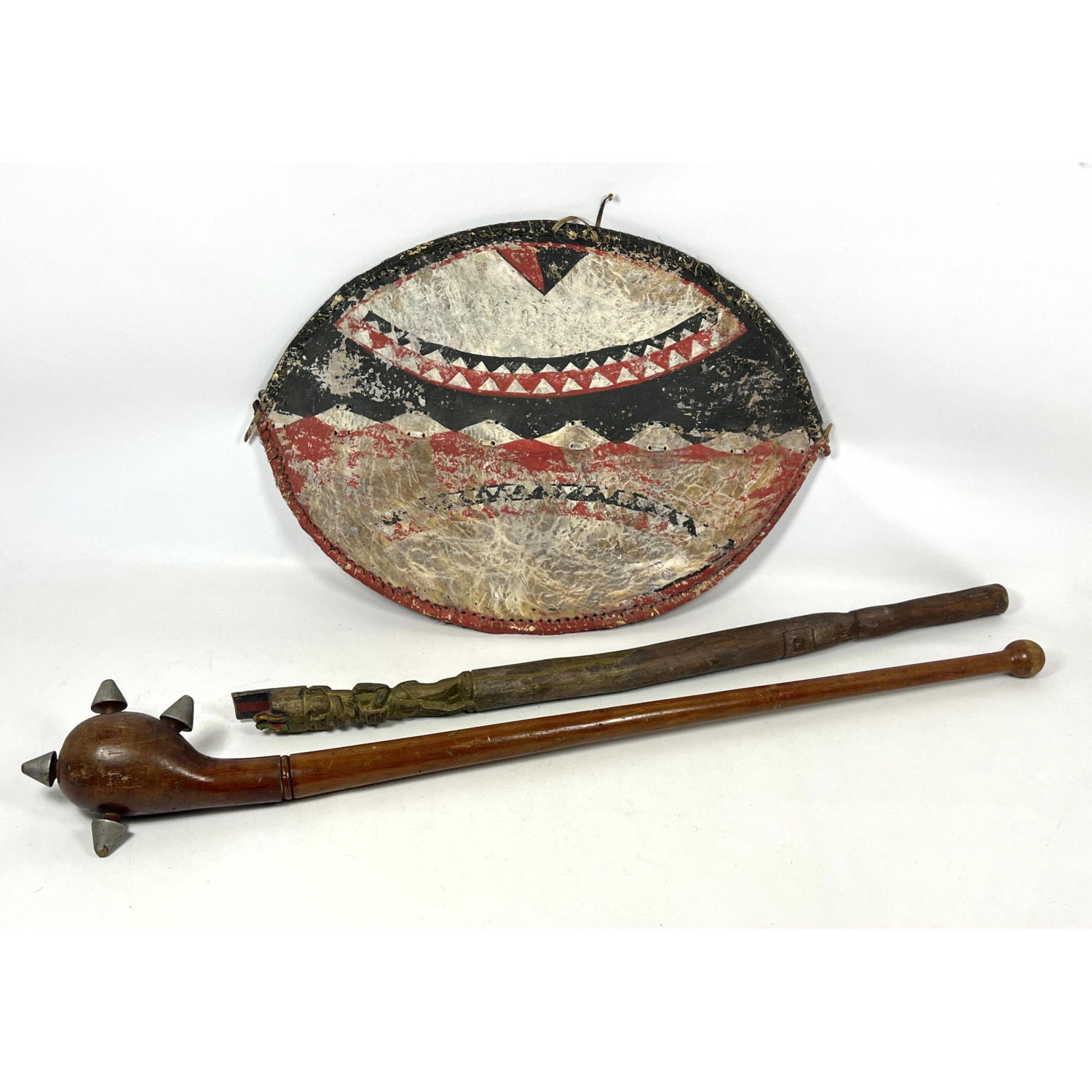 3pc African Maasai Shield and clubs  2ff4bf