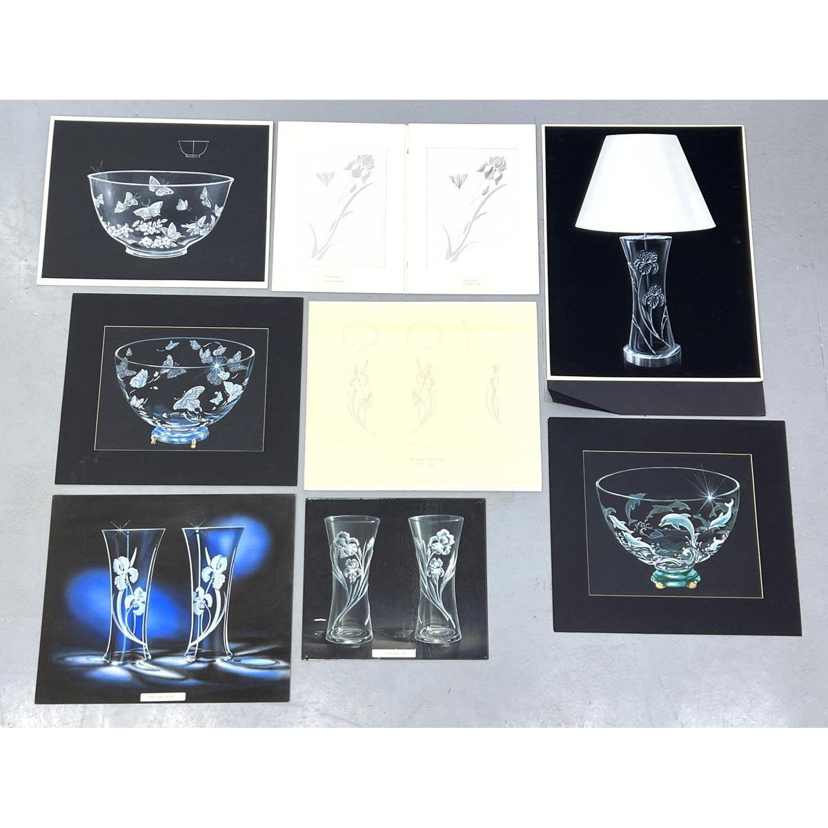 8pc designs for etched crystal.