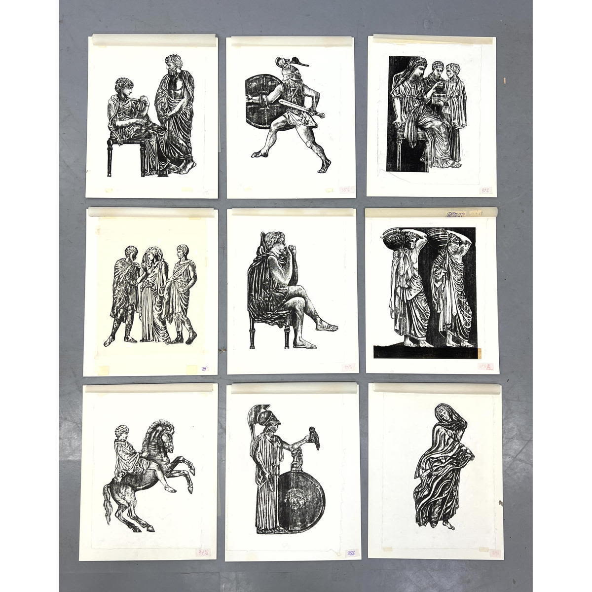 9pc CARLA BAUER wood cut illustrations  2ff551