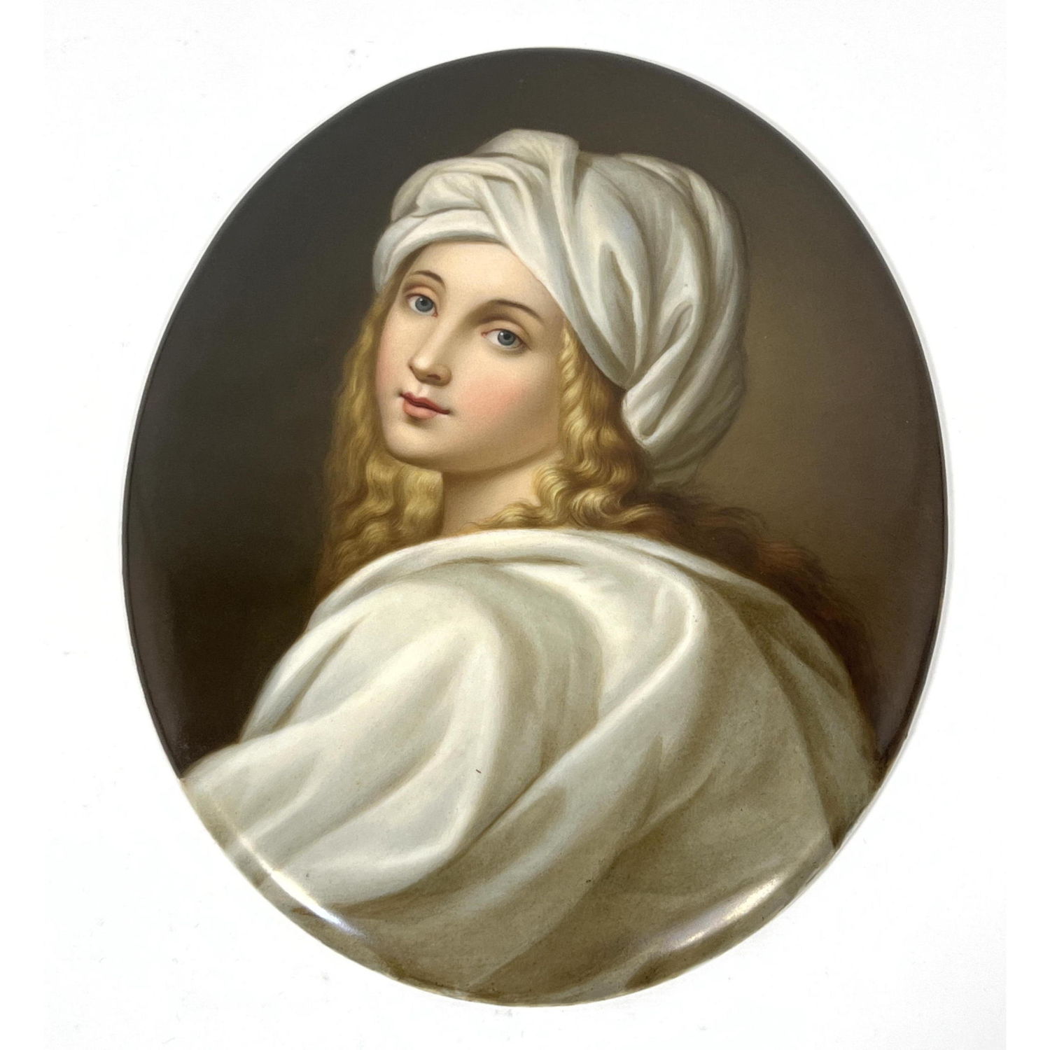 KPM Plaque portrait of blond woman