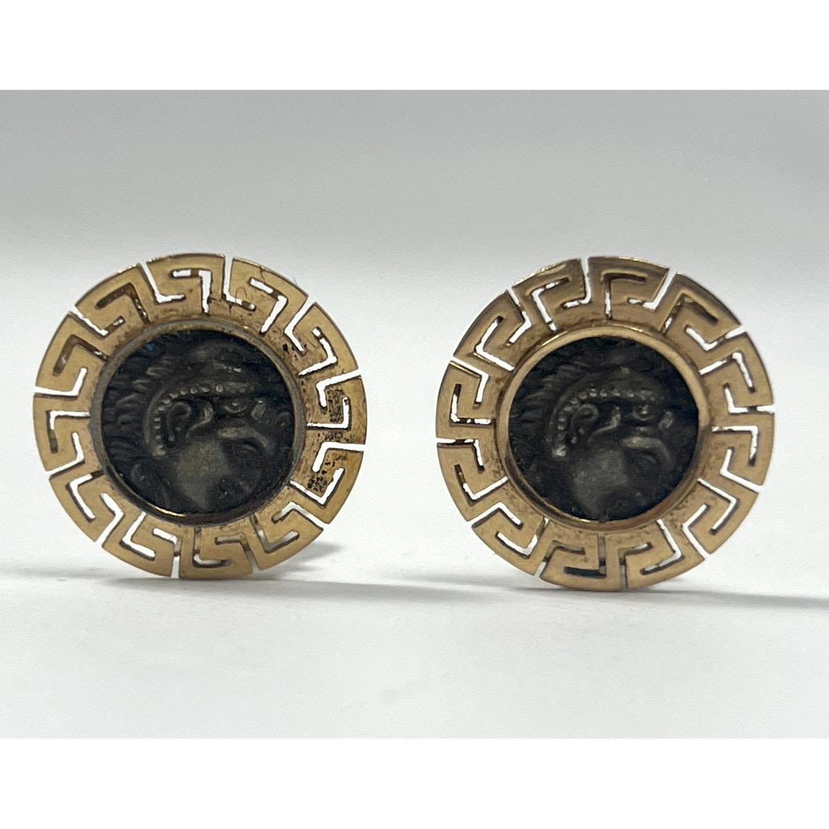 Pair 18k Gold earrings with Greek 2ff581