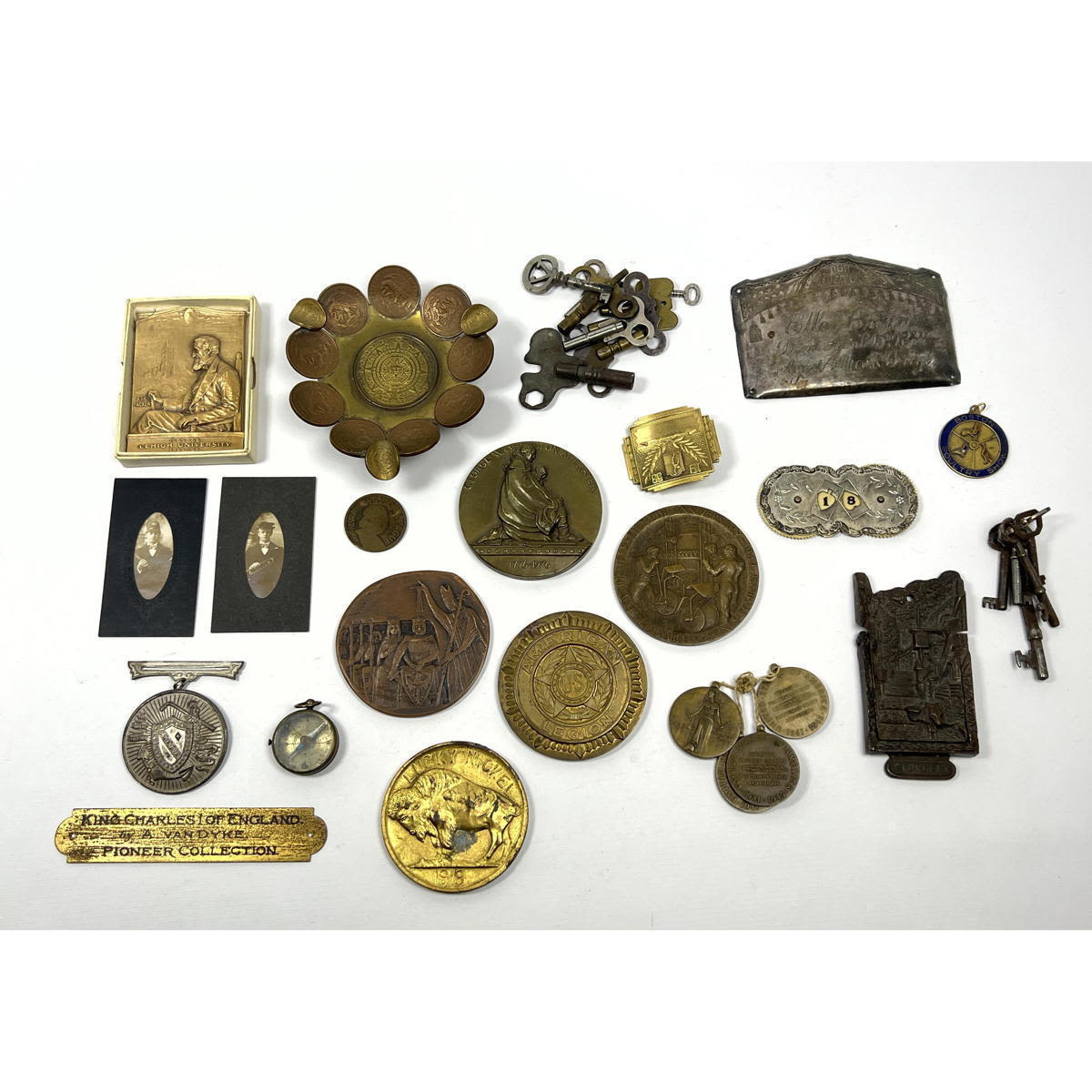 Mixed Metal Tray Lot. Keys, Mexican