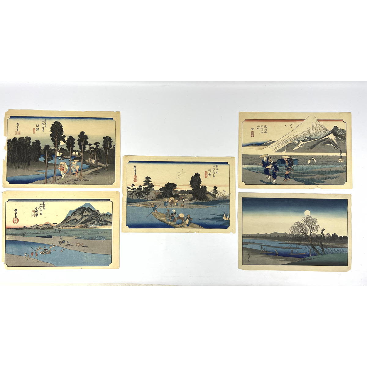 5pc Japanese Wood Block Landscape 2ff5bf