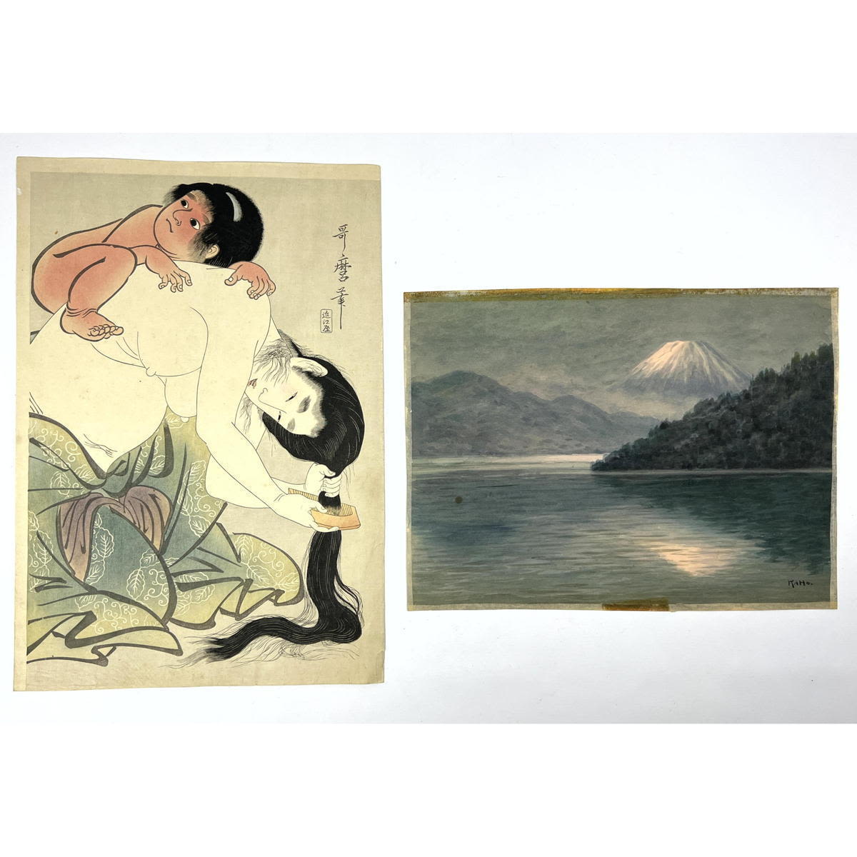 2pc Japanese Block Prints Mt Fuji 2ff5d0