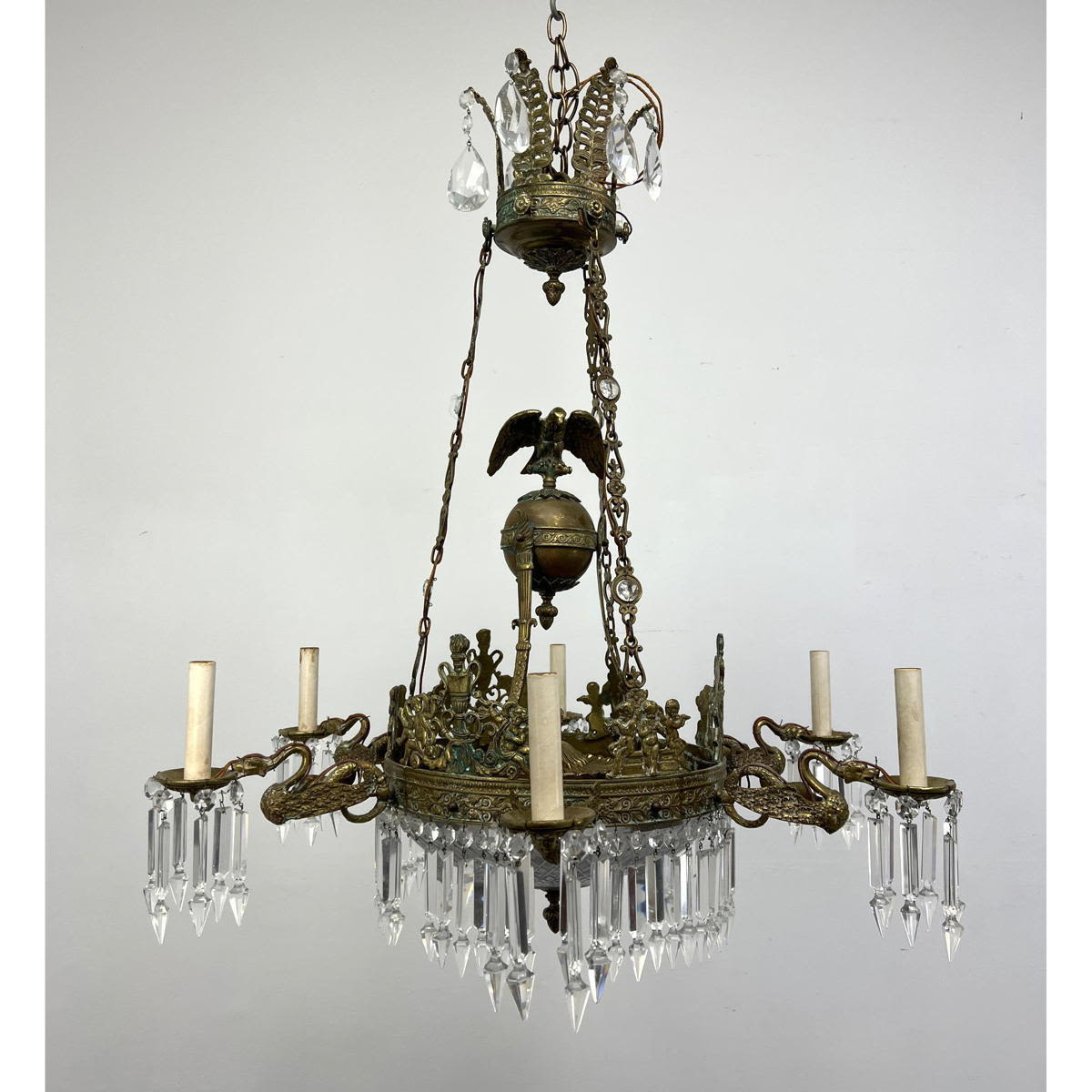 French Empire style Brass Chandelier.