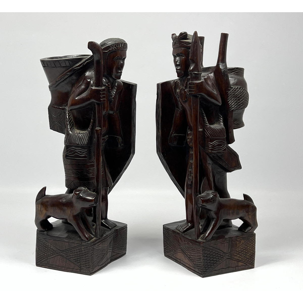 Pair Carved Hardwood sculptures,