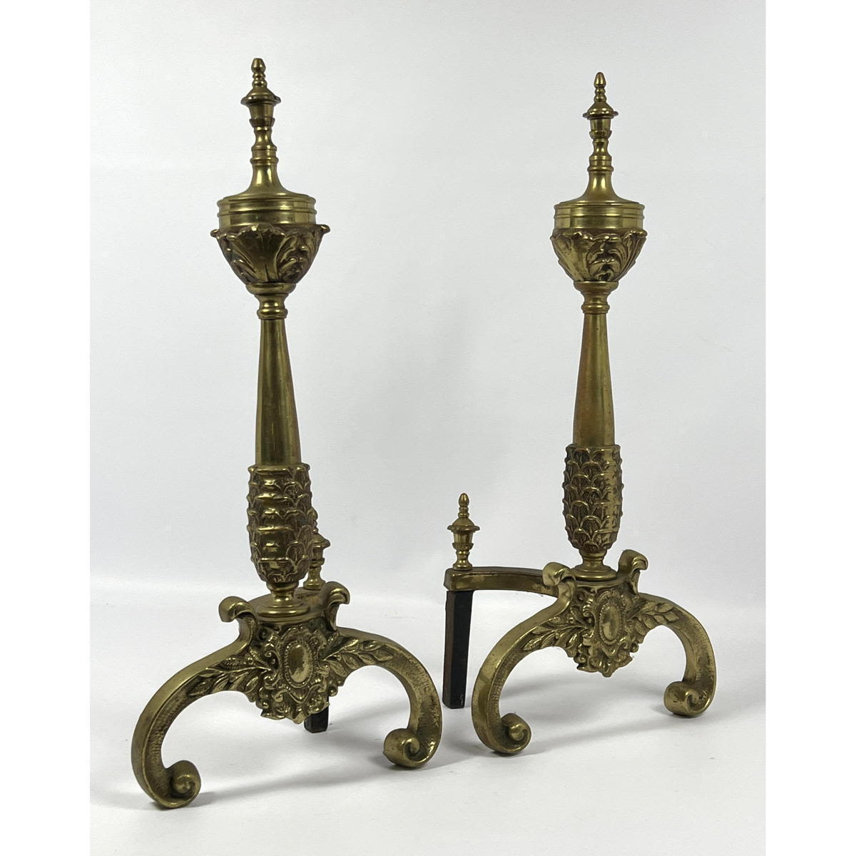 Antique Brass andirons fancy design  2ff624