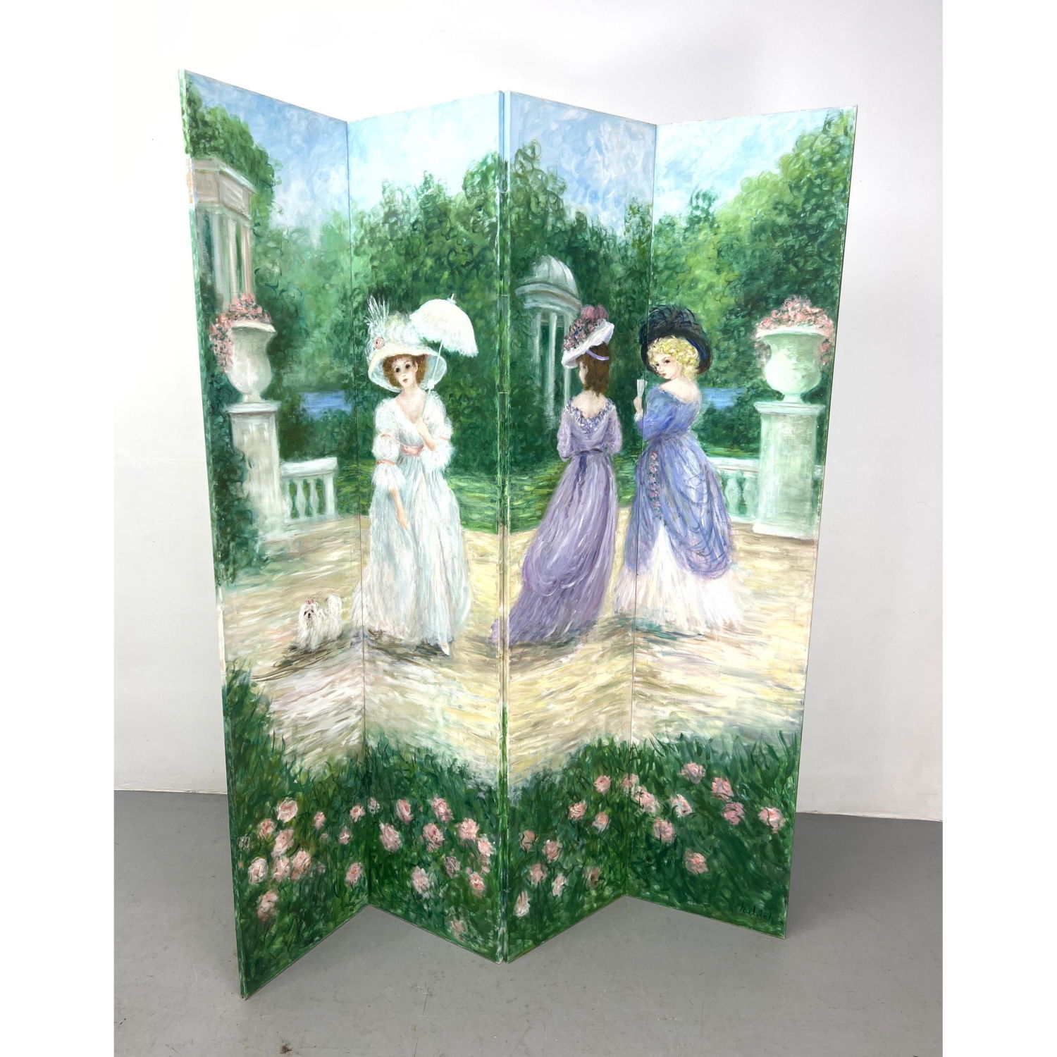 4 Panel Hand Painted Room Divider 2ff627