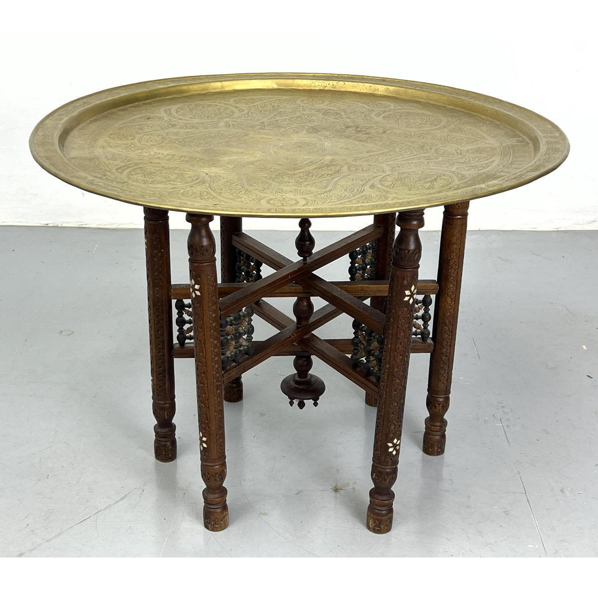 Middle Eastern Brass Tray Top Table.