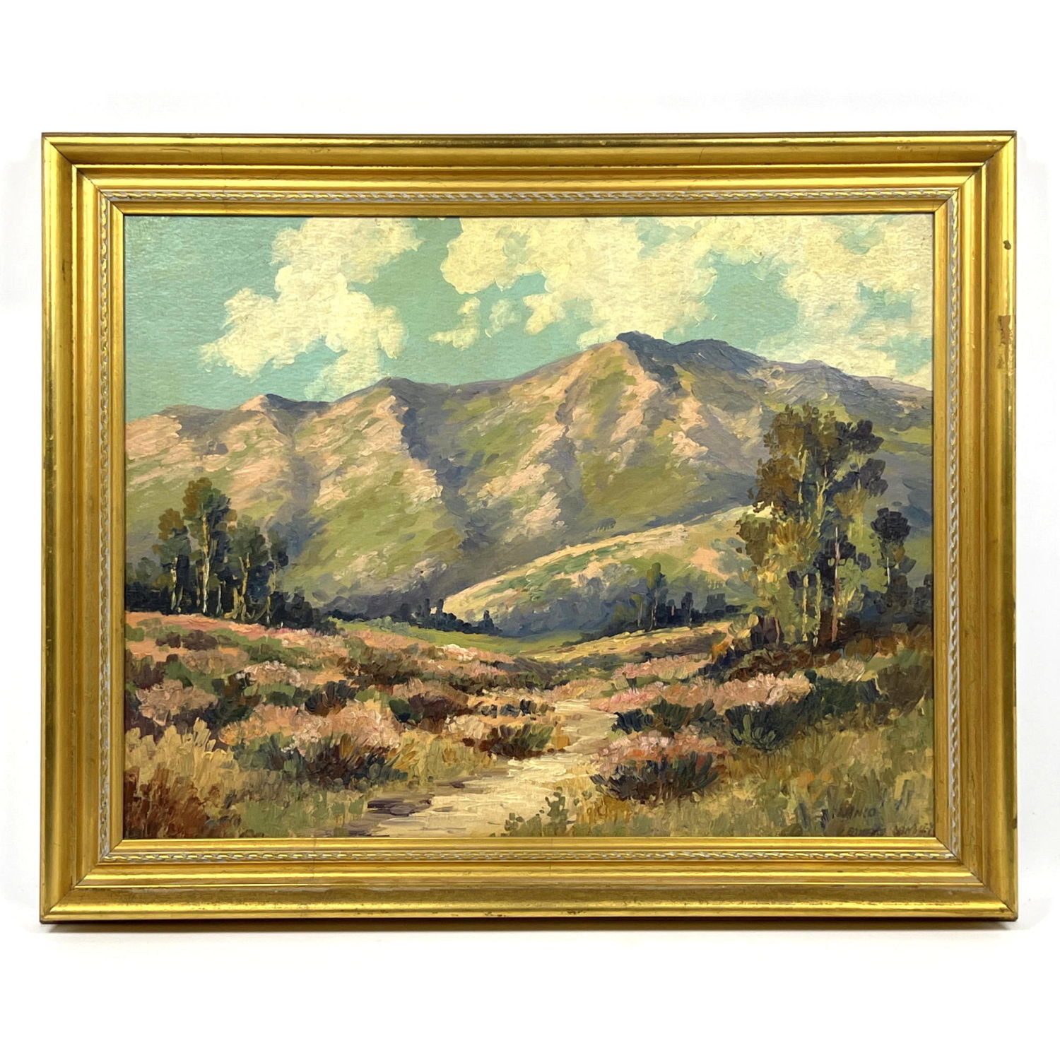 Signed Vintage Oil Landscape Painting.