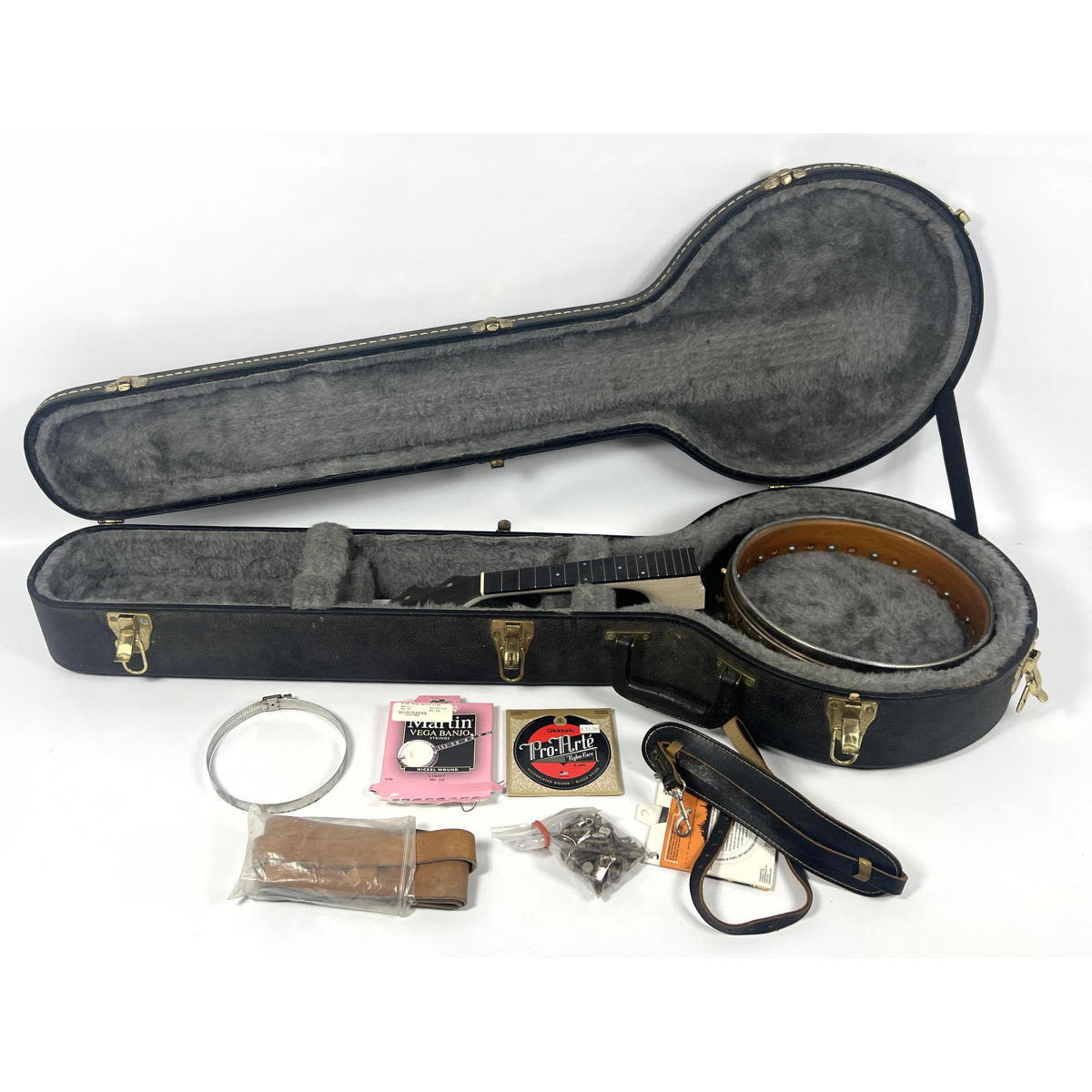 Vintage Banjo parts and case Supertone  2ff67e