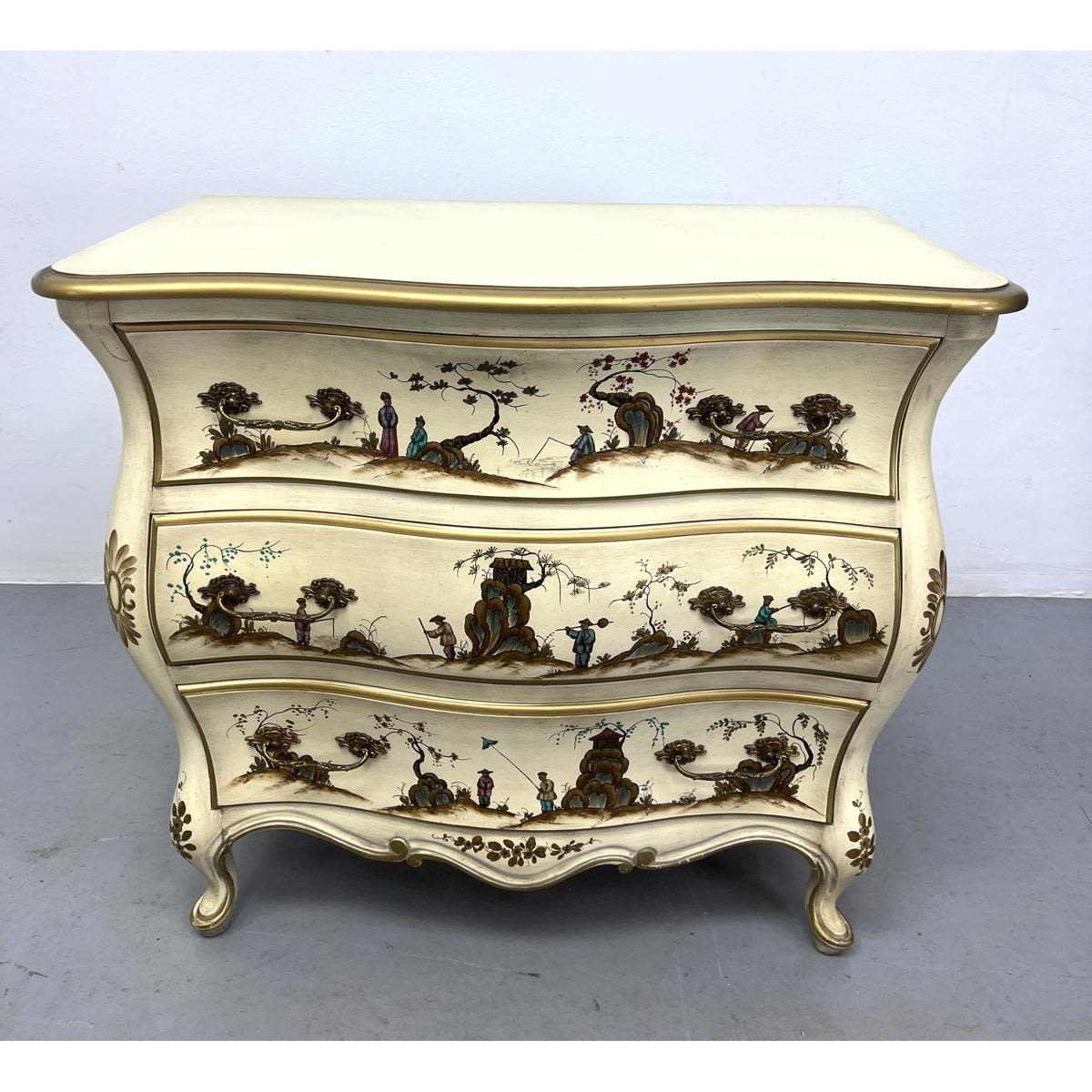 Painted Chinoiserie Bombe Chest
