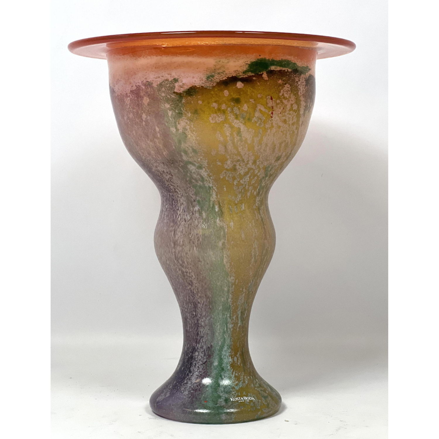 Kosta Boda art glass vase. Orange to
