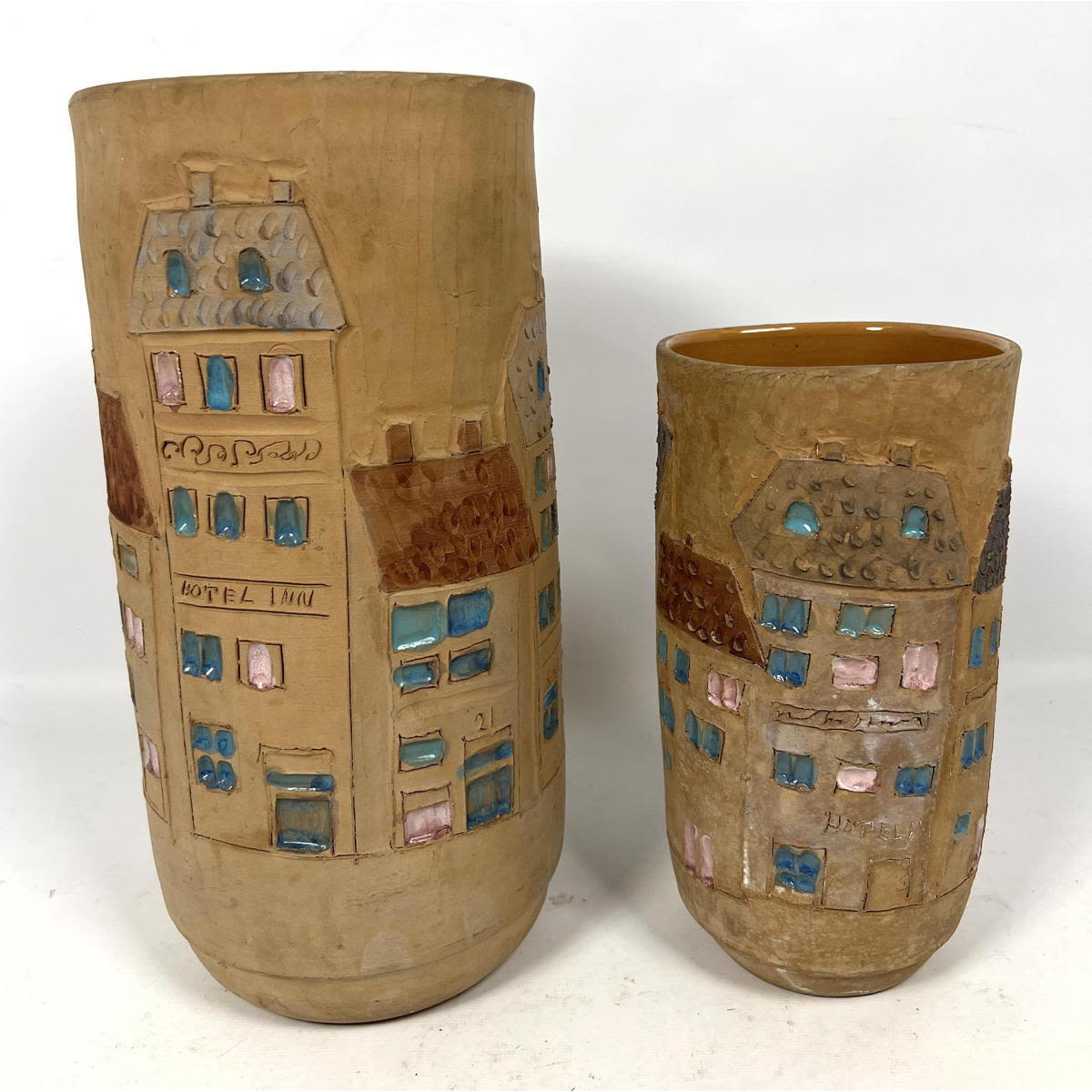 2pc RAYMOR Italy Italian Pottery Vases.