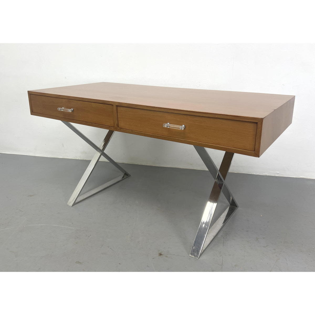 American Modern Walnut Desk. Flat