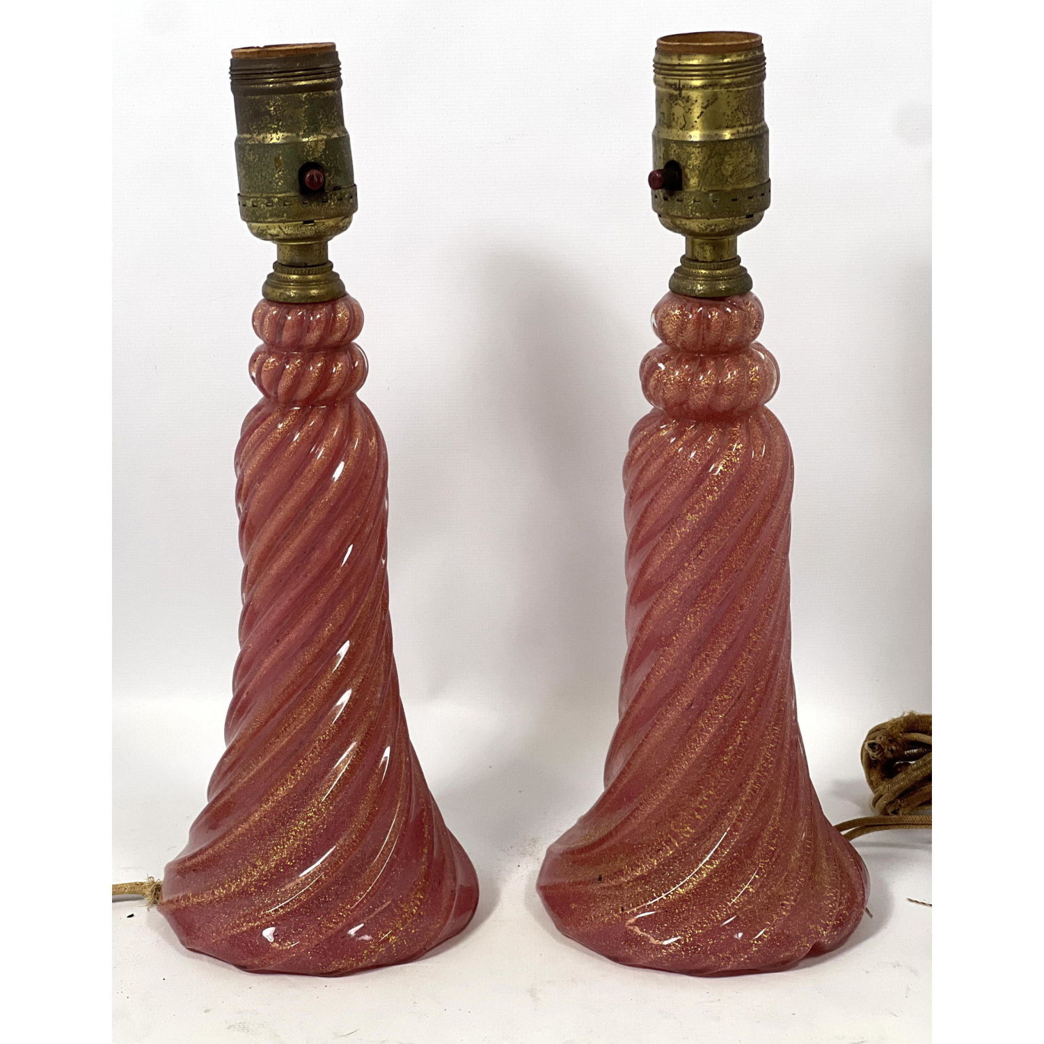 Pair small pink swirl Murano boudoir 2ff7ae