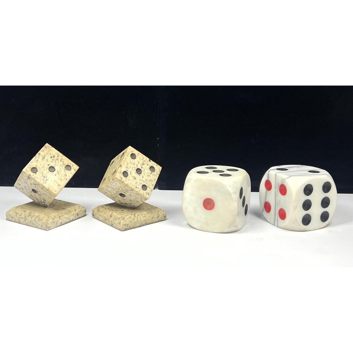 Two Pair Marble, Stone Carved Dice.