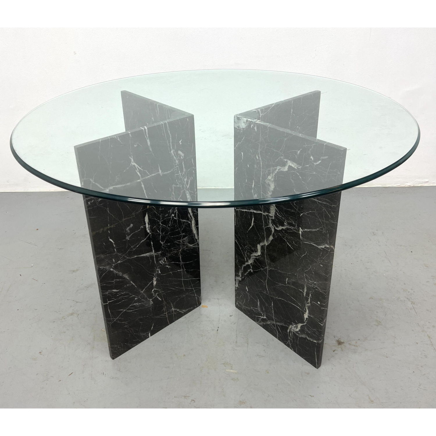 Glass and Marble Dining Table.