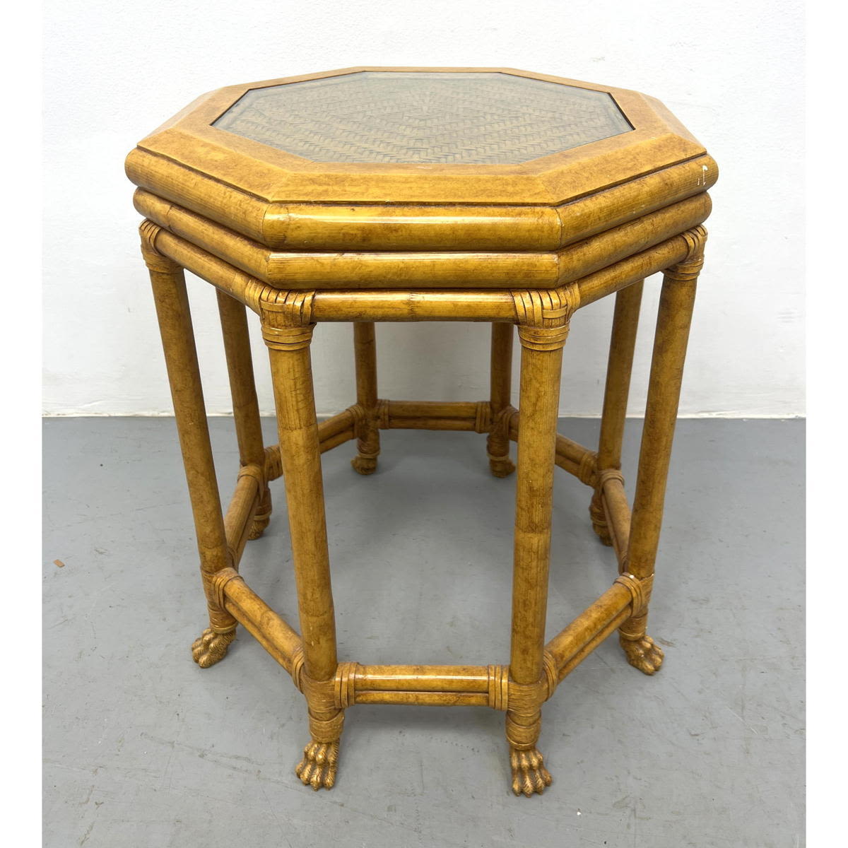 Wrapped Bamboo Side Table Pedestal