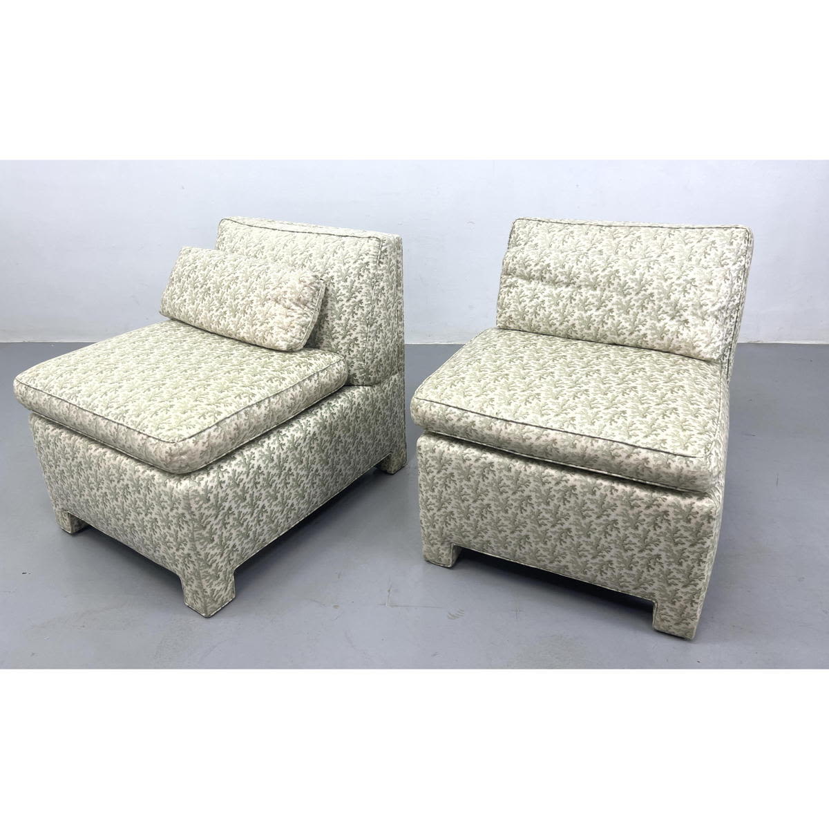 Pair Fully Upholstered Armless