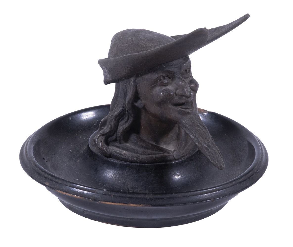 MANS HEAD SPELTER INKWELL Late 19th