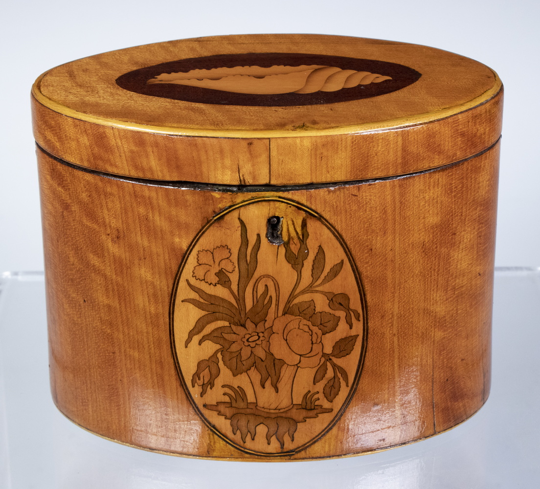 OVAL SATINWOOD TEA CADDY English 30210b