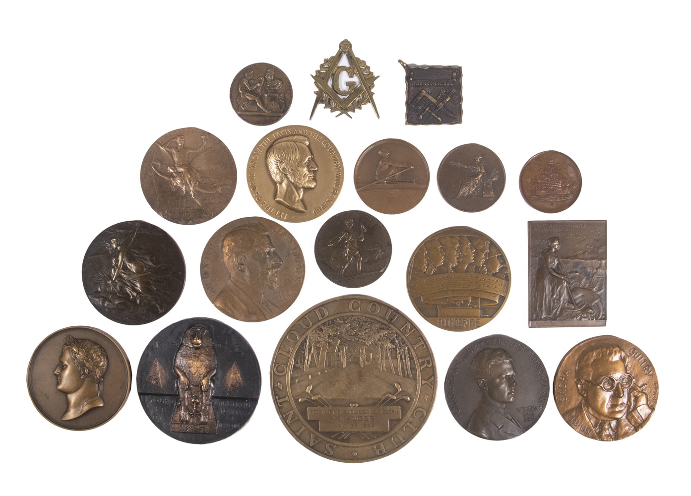 COLLECTION OF (18) BRONZE MEDALLIONS