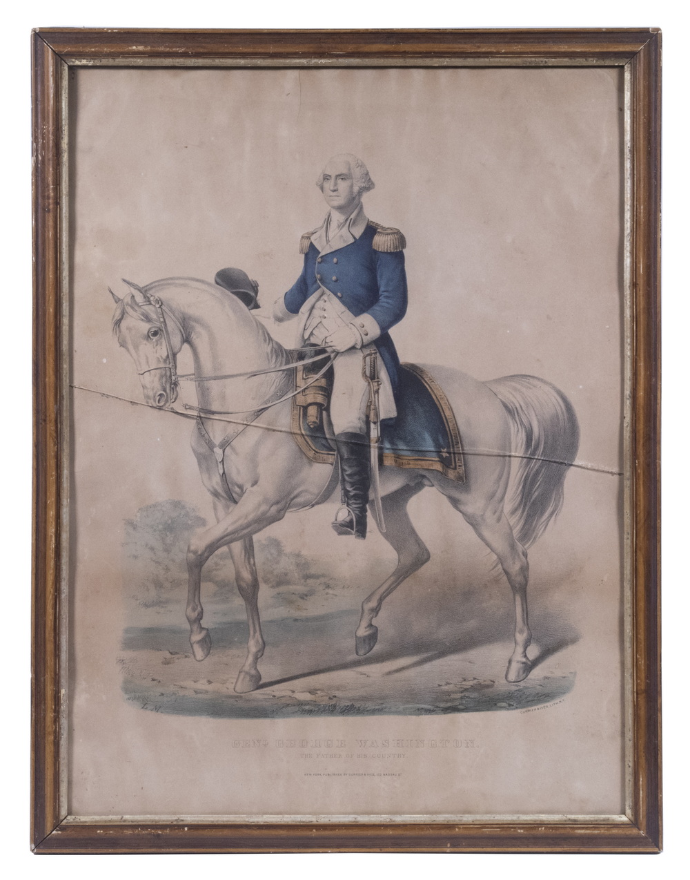 FRAMED CURRIER IVES GEORGE WASHINGTON 30215c