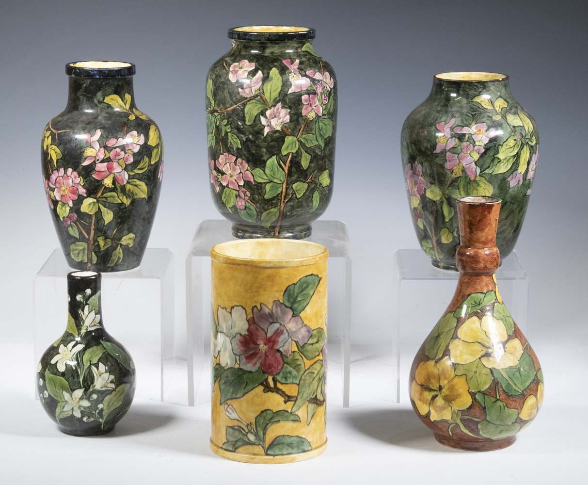 VICTORIAN HAND PAINTED VASES &