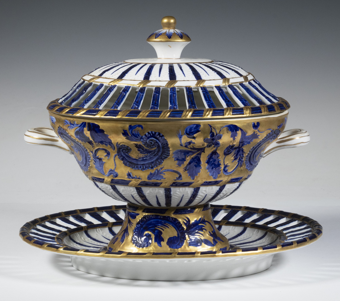 SEVRES STYLE TUREEN AND UNDERPLATE French