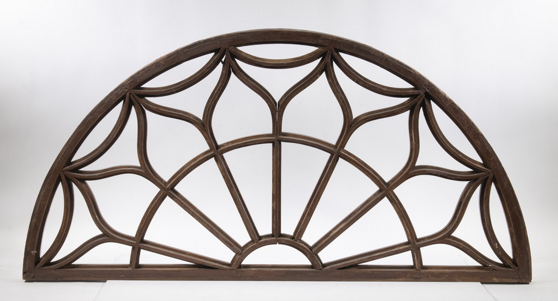 WOODEN HALF ROUND TRANSOM WINDOW