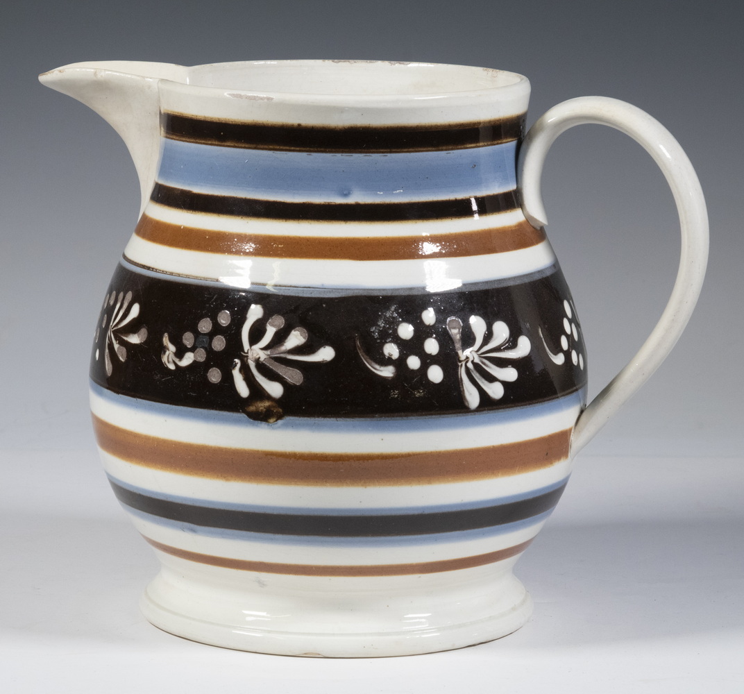 MOCHA WARE PITCHER WITH FLORAL