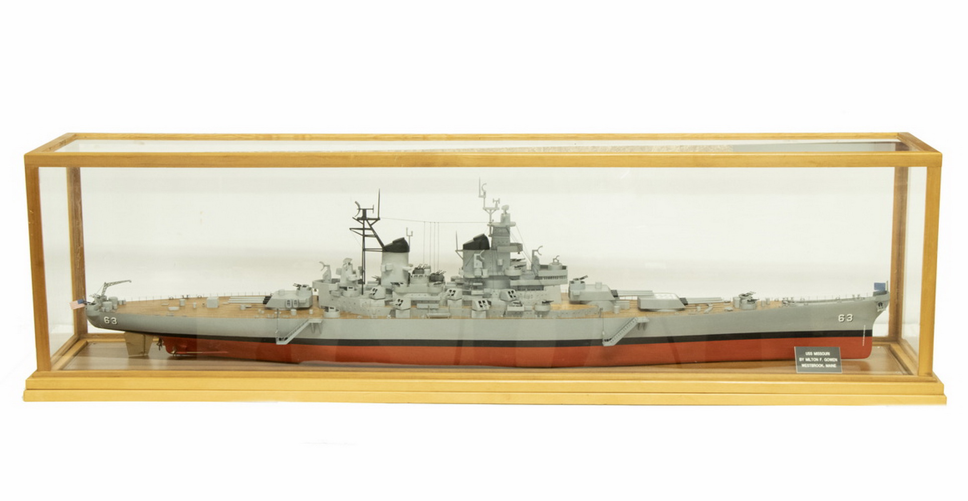 LARGE CASED SHIP MODEL OF THE USS