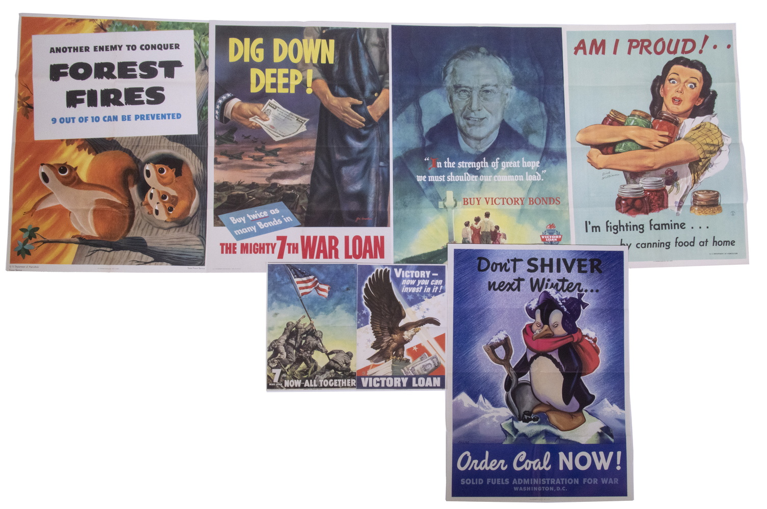  7 WWII WAR BOND POSTERS UNFRAMED 302274