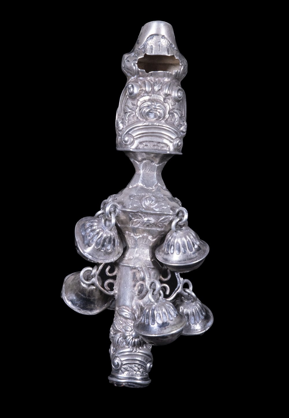 AMERICAN SILVER BABY RATTLE/WHISTLE