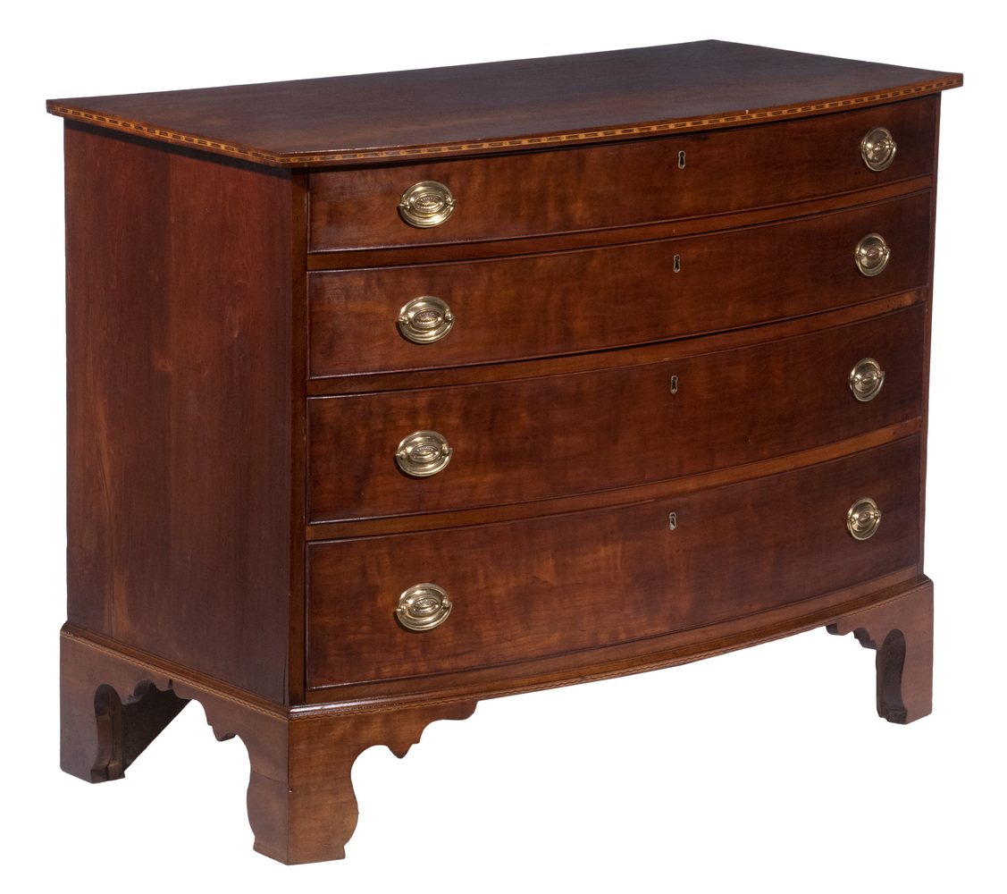 CHIPPENDALE CHERRY BOWFRONT CHEST 3022c0