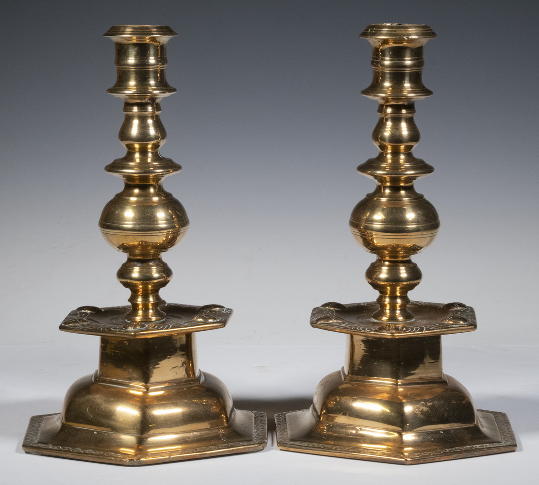 PR 17TH C BELL METAL CANDLESTICKS 3022ed