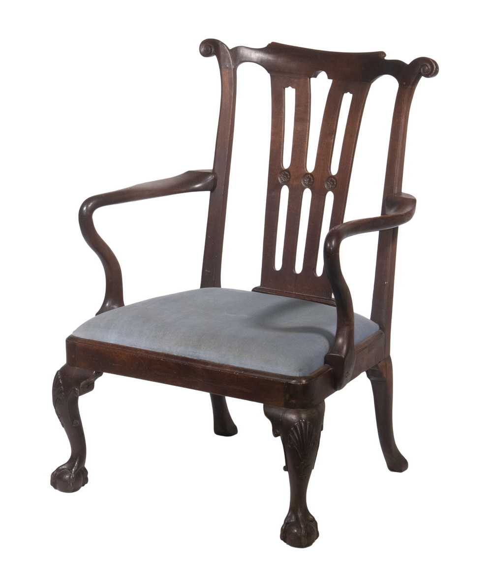 ENGLISH CHIPPENDALE ARMCHAIR 18th 3022f7