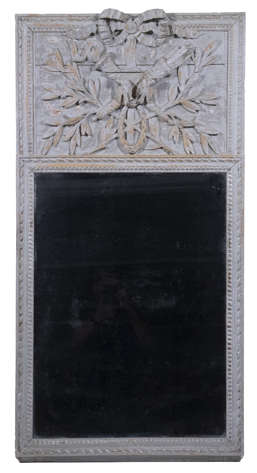 TRUMEAU MIRROR IN PALE GREEN CARVED 30230d