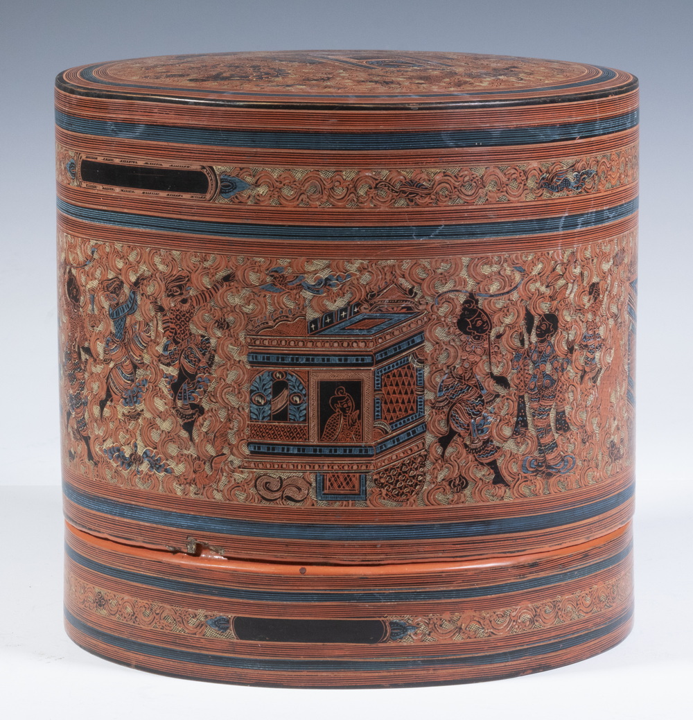 BURMESE LACQUER FOOD CONTAINER 30234a