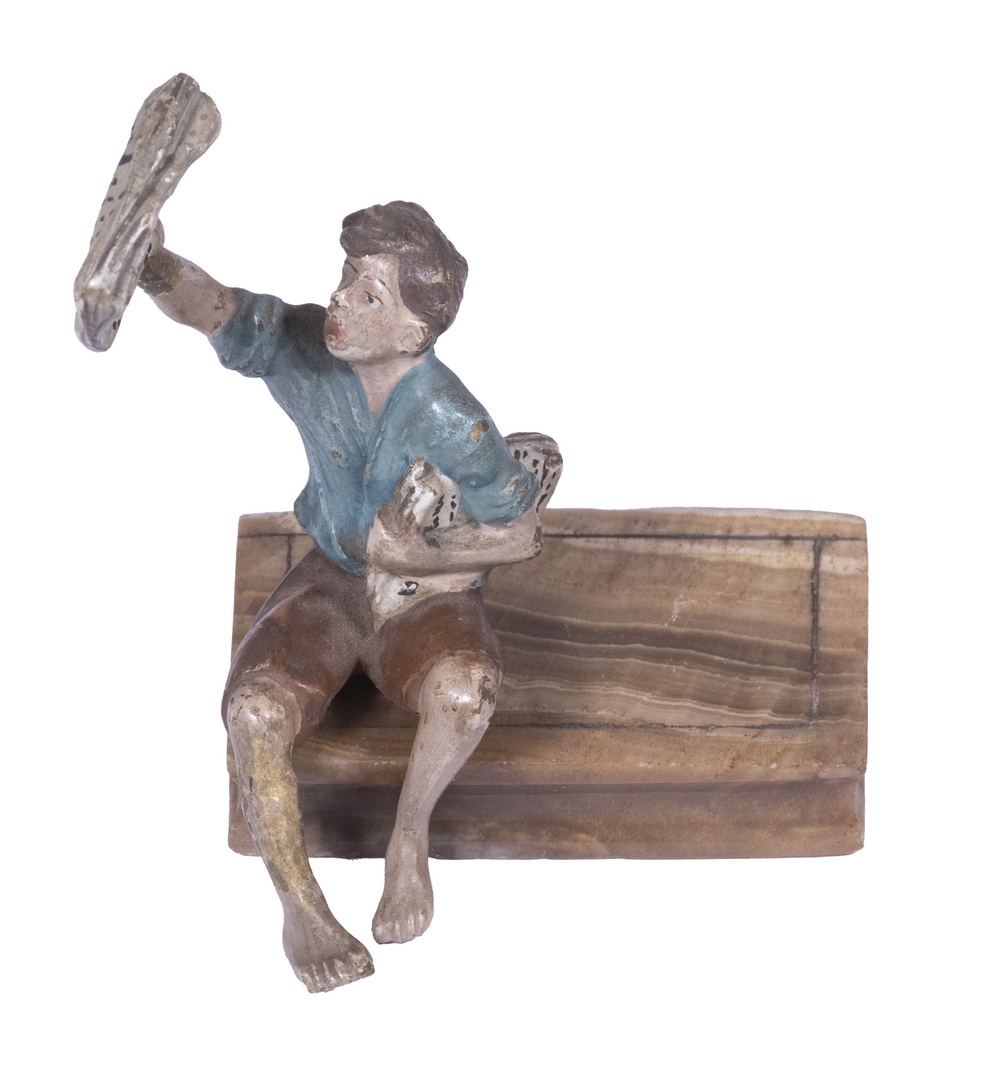 COLD PAINTED BRONZE NEWSPAPER BOY