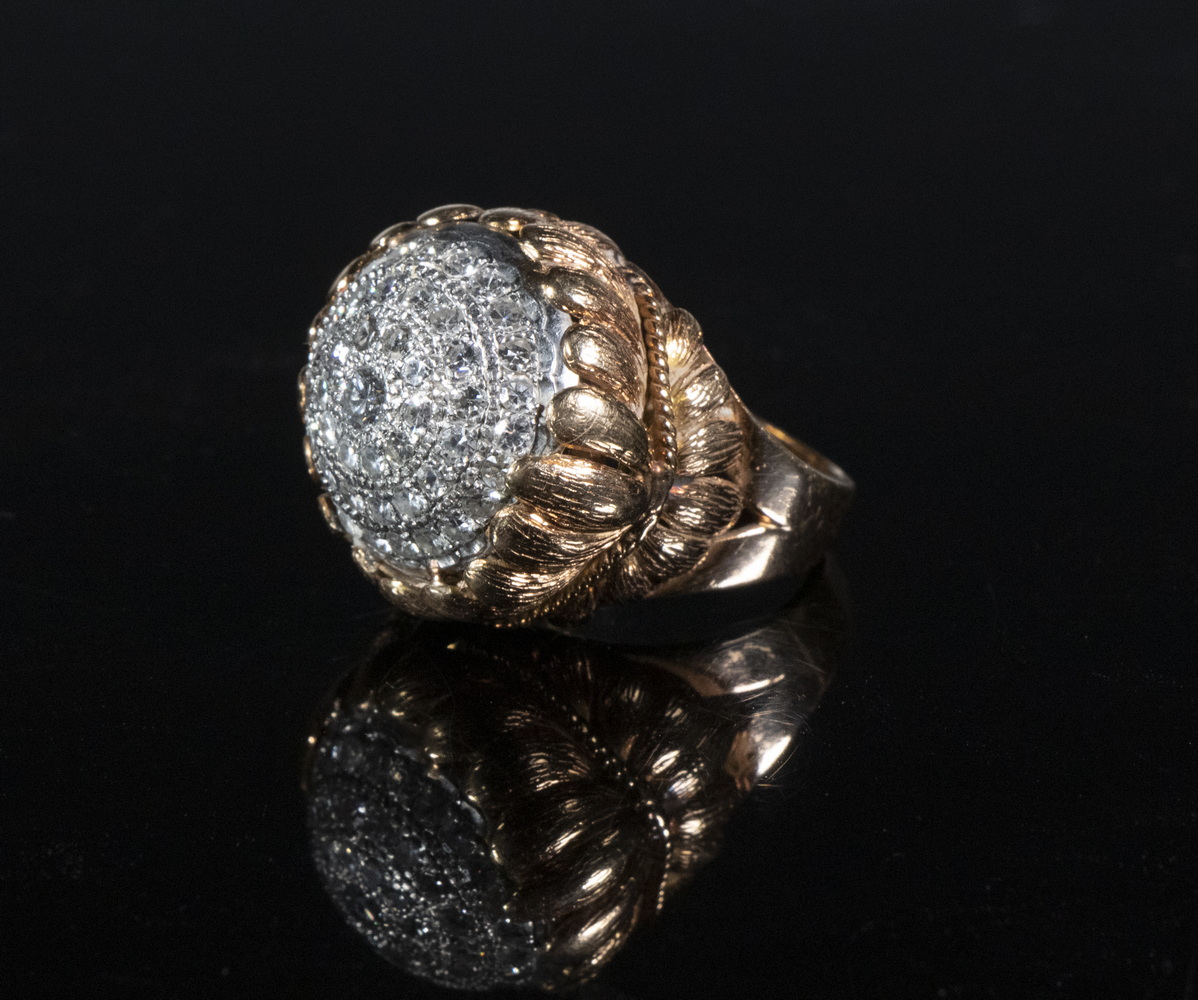 DIAMOND DOME FORM RING 14K Yellow Gold