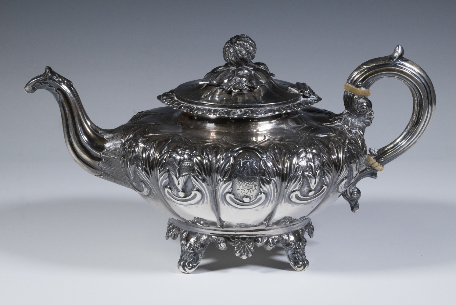 VICTORIAN IRISH SILVER TEAPOT BY 302468