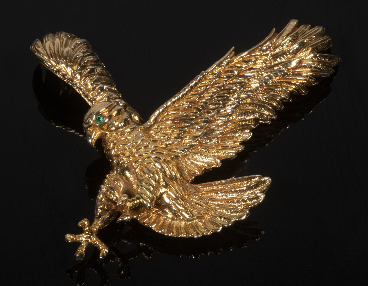 HANDMADE 18K GOLD EAGLE BROOCH 3024a0