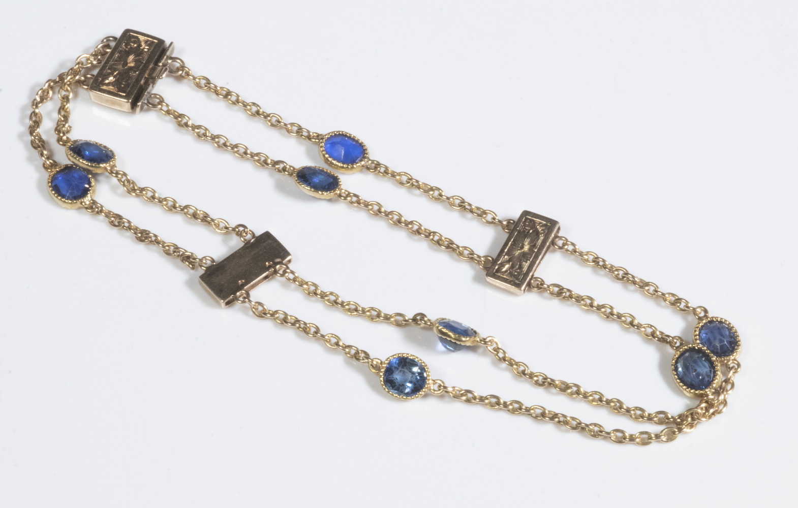 ANTIQUE 14K GOLD LINK AND SAPPHIRE 30249e