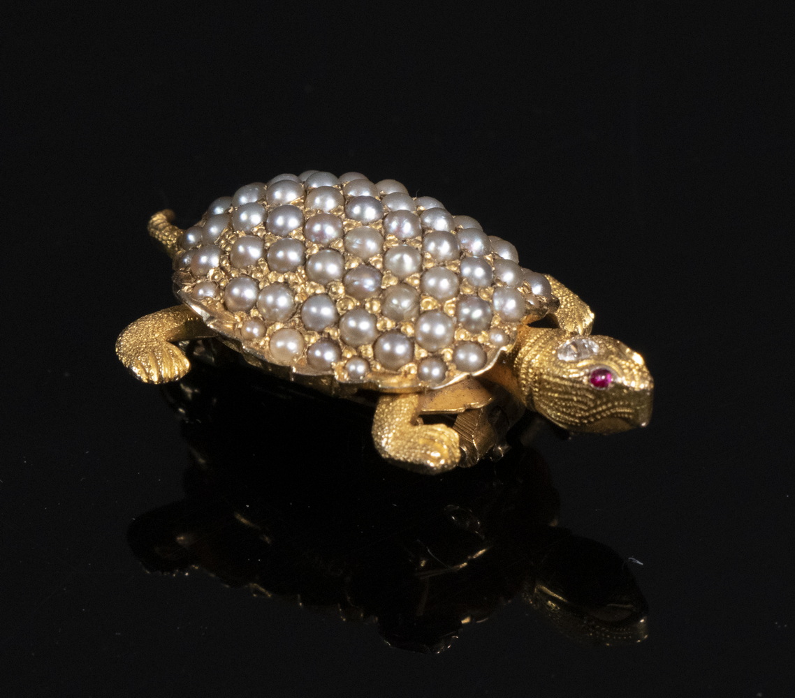 14K GOLD TURTLE FORM BROOCH PENDANT 3024a6