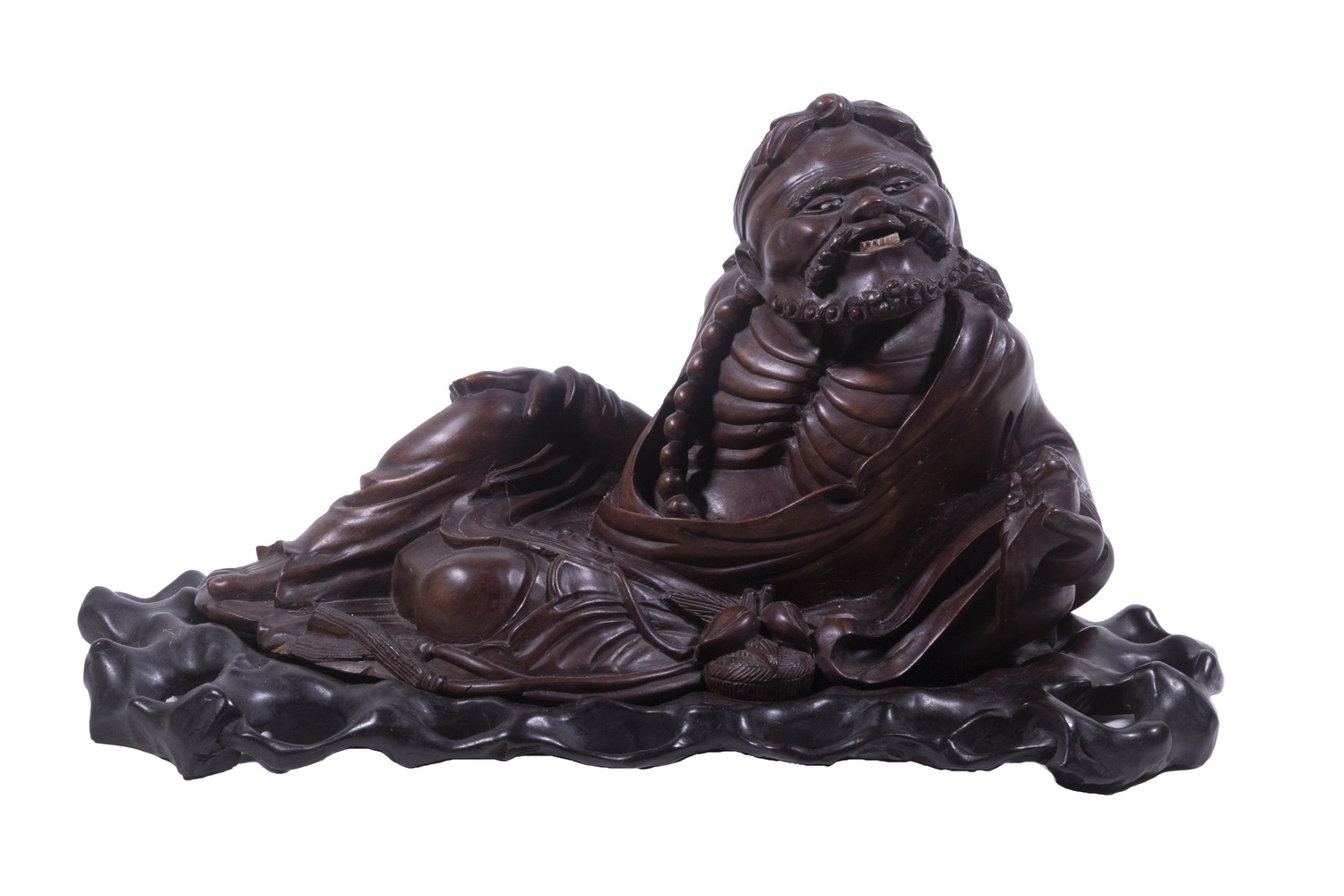 JAPANESE CARVED RECLINING BUDDHA